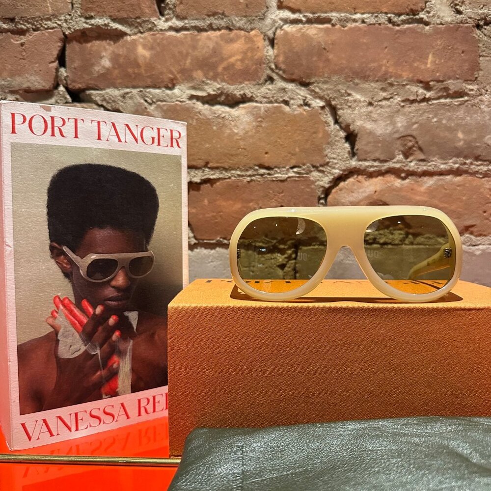 Port Tanger × Vanessa Reid KUKY Sunglasses — Kaolin frame / Warm Olive lens